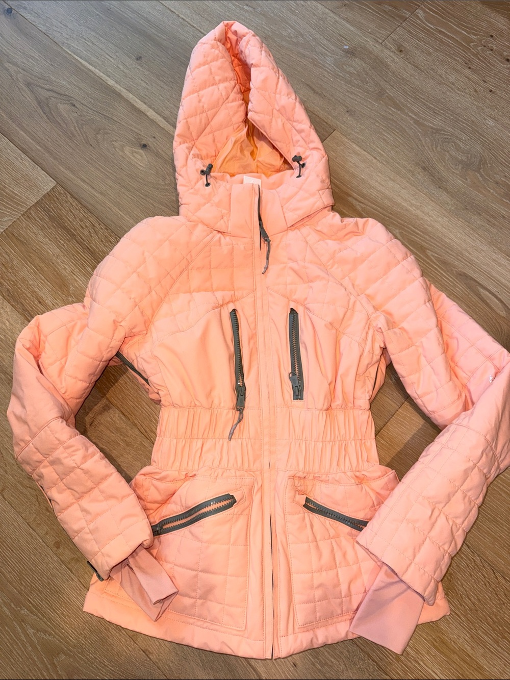 FP Movement by Free People Peach Quilted Hooded Puffer Jacket